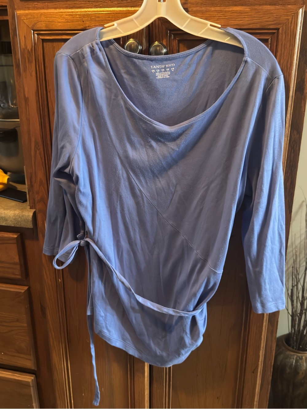 Lands' End Lavender-Blue Wrap Tunic with Side Tie